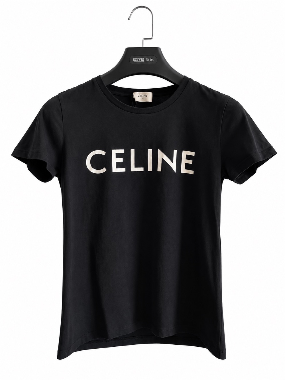🚩steal Celine Black Tee with White Logo